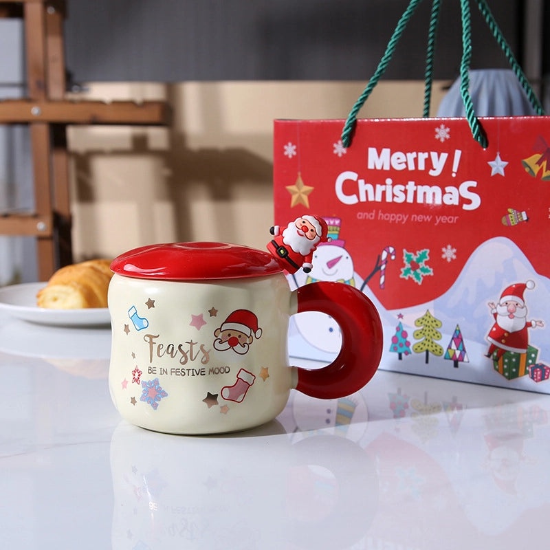 Christmas Santa Claus Socks and Ceramic Water Bottle Set | Holiday Gifts & Accessories