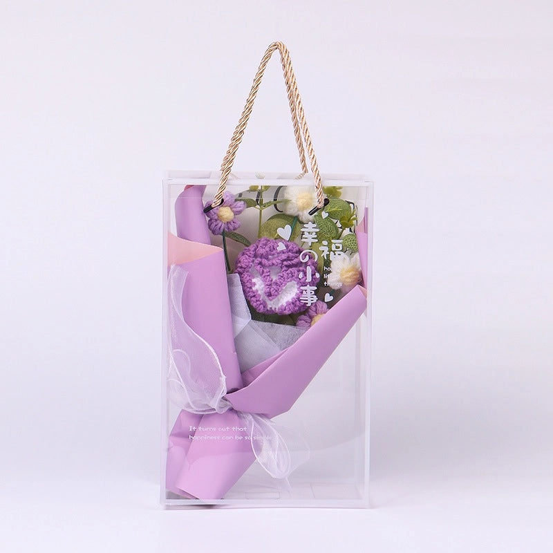 Artificial Sunflower, Rose, and Tulip Yarn Flowers Bouquet|Home Decor Artificial Flowers