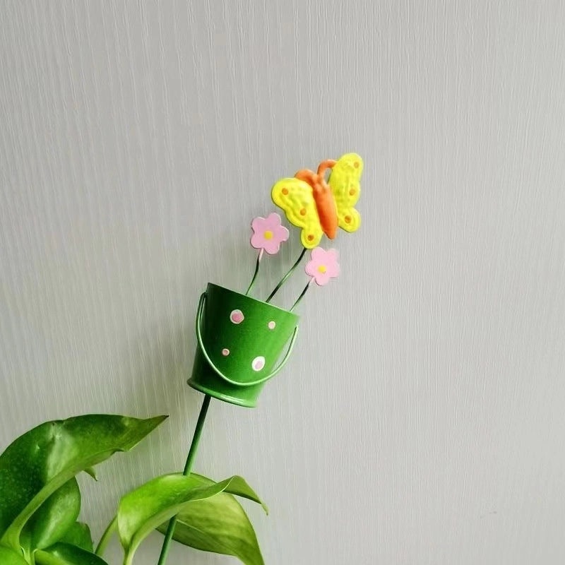 Rustic Wooden Bucket with Heart-Shaped Metal Frame and Floral Arrangement|Home Decor Accessories