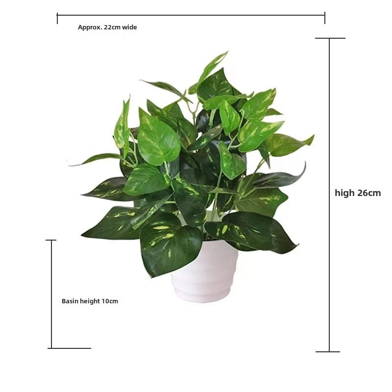 Artificial Green Rose Leaf Plant in Pot|Home Decor Artificial Plants
