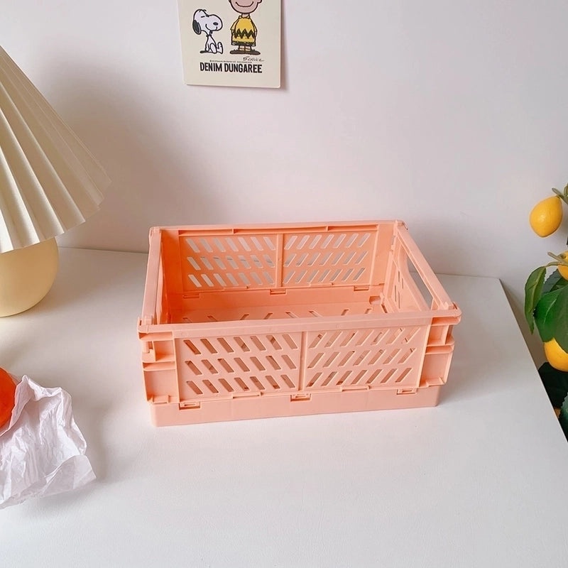 2-Pack Foldable Plastic Storage Baskets for Student Desk Organizers|Desk Organizers & Storage