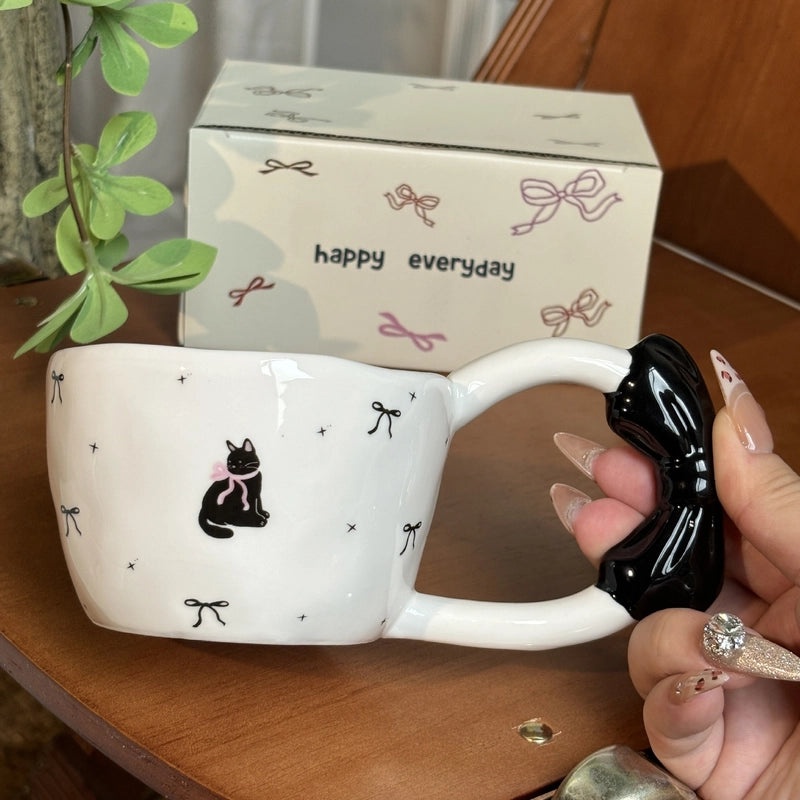 Adorable Ceramic Mug with Cat Bow Knot Design 1 Piece|Home & Kitchen > Drinkware > Mugs
