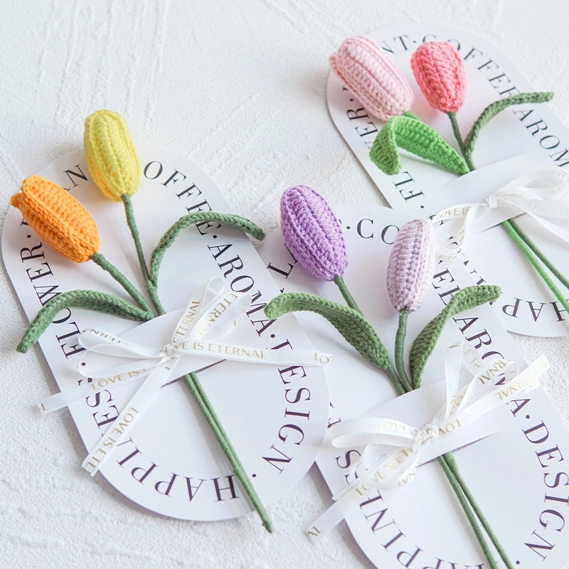 Delicate Tulip Yarn Faux Flowers for Home Decor|Artificial Flowers & Plants