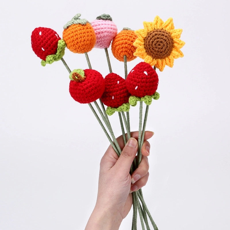 Colorful Fruit-Inspired Yarn Flowers for Decoration|Home Decor & Artificial Flowers