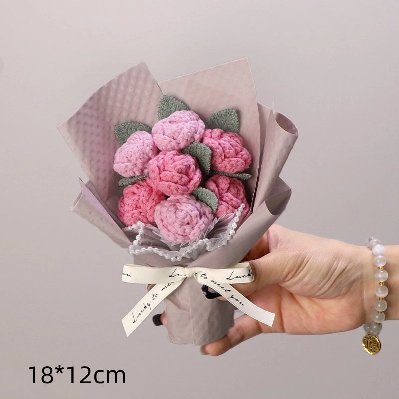 Romantic Rose Knit Artificial Flowers for Valentine’s Day Decoration|Home Decor & Gifts