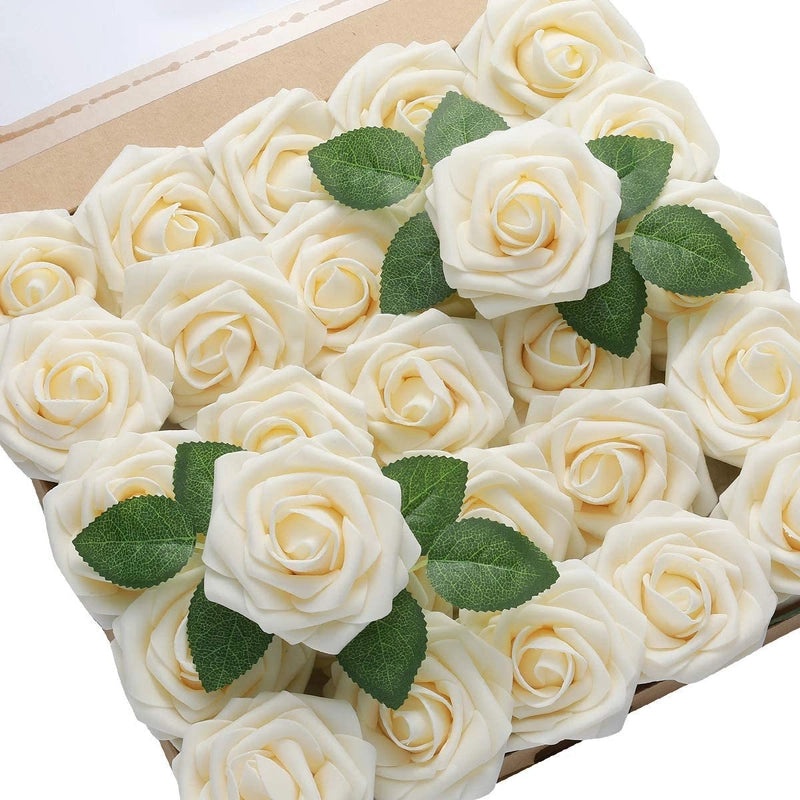 Foam Rose Simulation Gift Box with Stem 25pcs Fake Flowers for Wedding Valentine's Day Decor|Home & Garden > Flowers & Plants > Artificial Flower