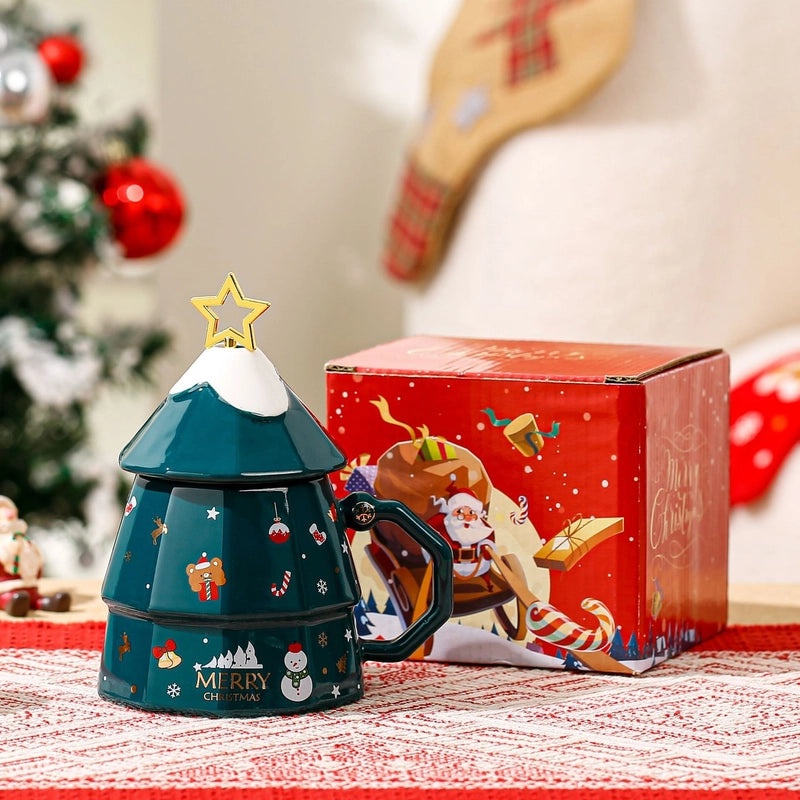 Festive Christmas Tree Ceramic Mug Cute Holiday Drinkware | Kitchen & Dining