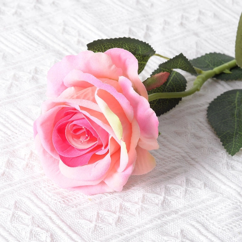 Romantic Artificial Rose Single Stem Valentine’s Day Home & Wedding Decor Soft Flannel Feel|Home Decor & Wedding Supplies