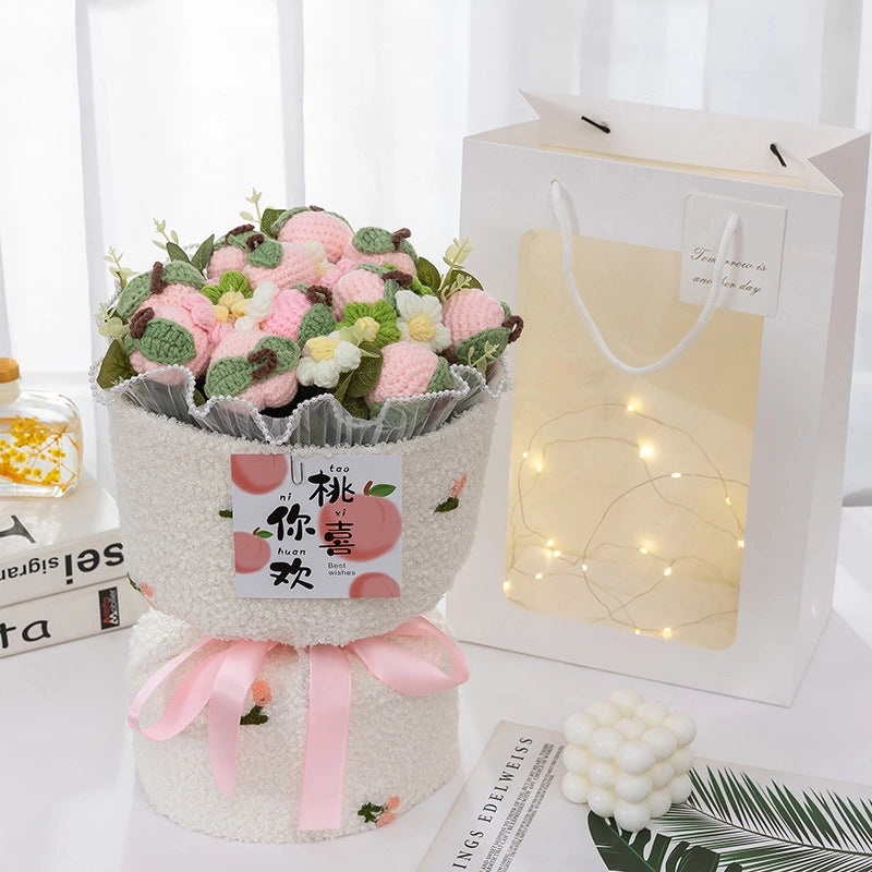 Valentine's Day Cute Fruit-Themed Knit Artificial Flower Bouquet|Home Decor Gifts