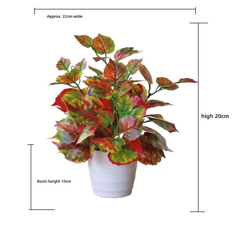 Artificial Green Rose Leaf Plant in Pot|Home Decor Artificial Plants