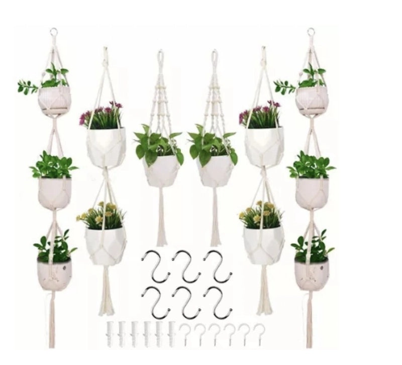 Bohemian Cotton String Woven Flower Pot Set - 4 Pieces for Indoor and Outdoor Use|Home & Garden Decor