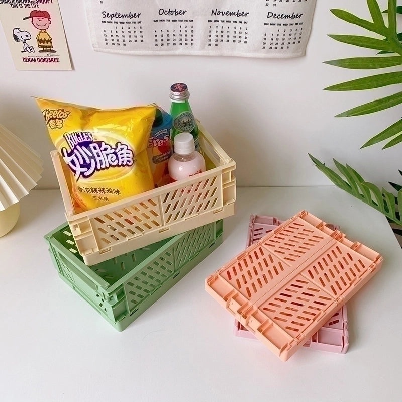 2-Pack Foldable Plastic Storage Baskets for Student Desk Organizers|Desk Organizers & Storage