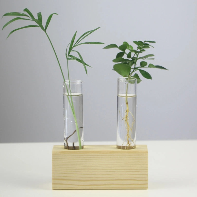 Minimalist Geometric Glass Vase with Artificial Flowers | Home Decor