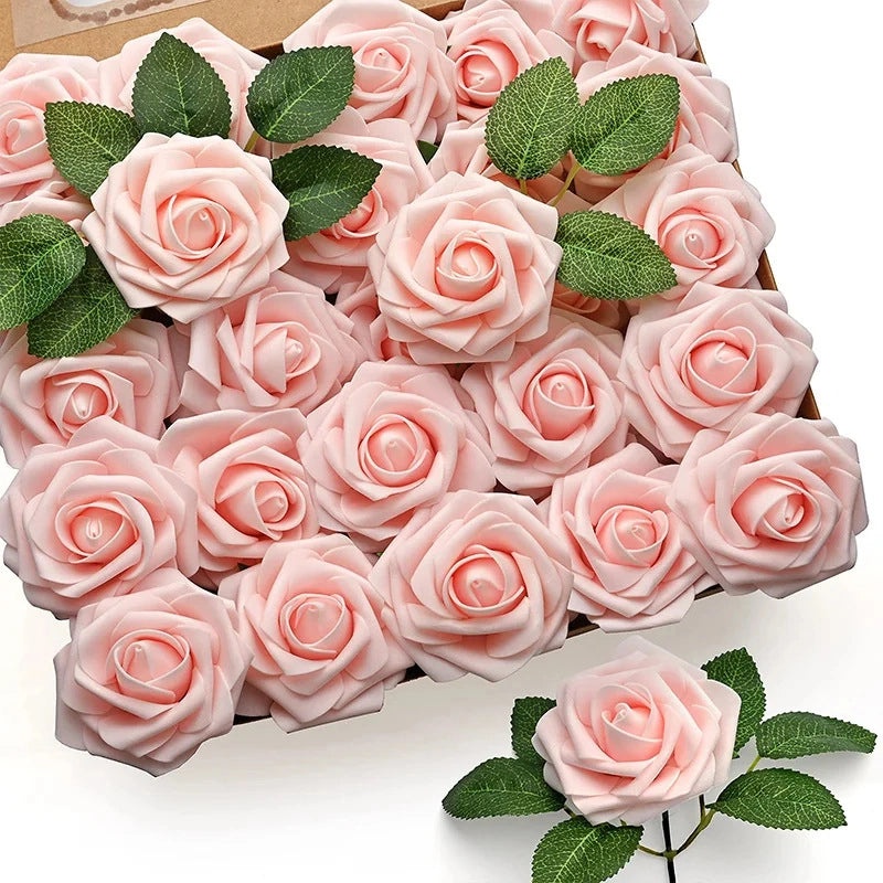 Foam Rose Simulation Gift Box with Stem 25pcs Fake Flowers for Wedding Valentine's Day Decor|Home & Garden > Flowers & Plants > Artificial Flower