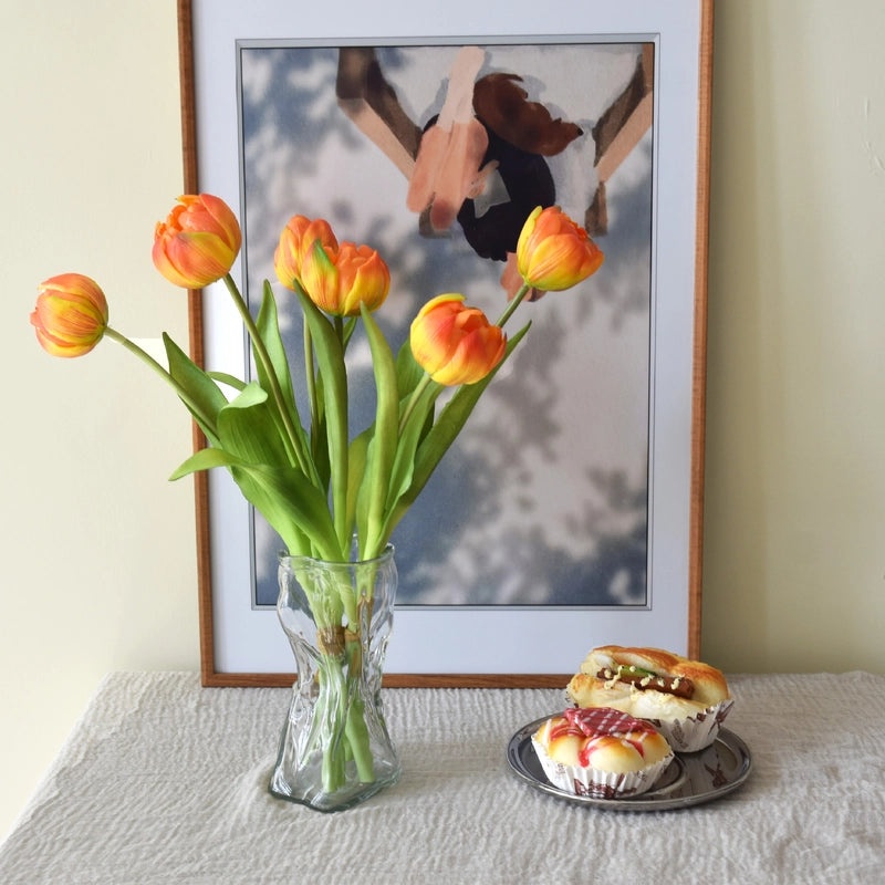 Mother's Day Gift Soft Rubber Tulip Artificial Flower Moisturizing Simulation Ornament Photography Prop|Home Decor & Artificial Flowers