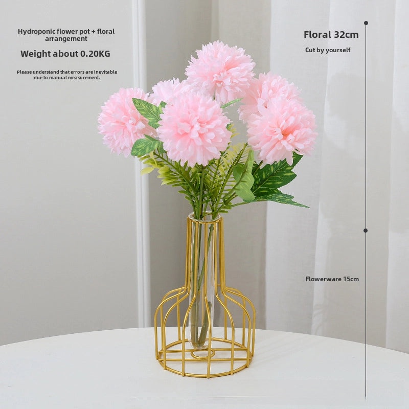 Nordic Artificial Flowers with Glass Vase Set | Home Decor