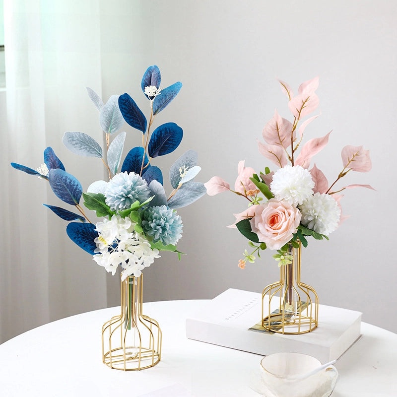 Nordic Artificial Flowers with Glass Vase Set | Home Decor