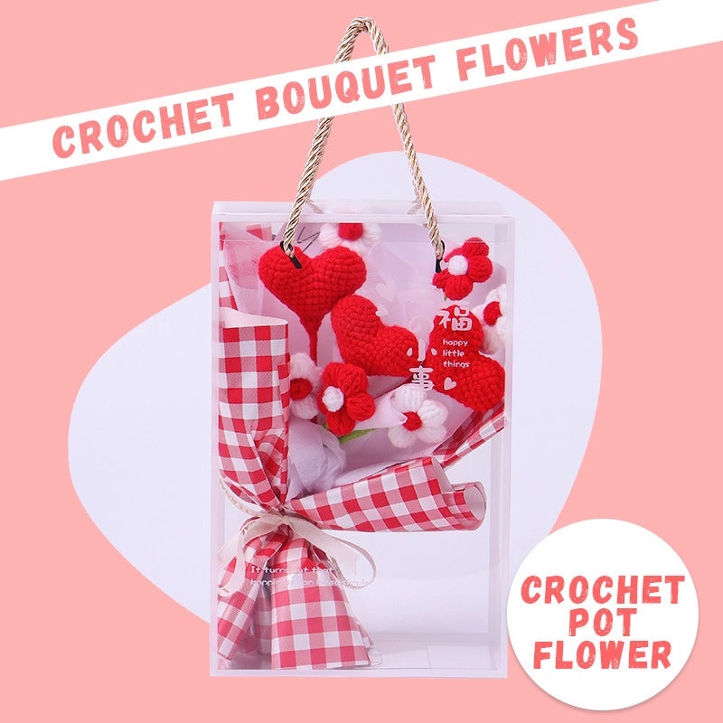 Artificial Sunflower, Rose, and Tulip Yarn Flowers Bouquet|Home Decor Artificial Flowers