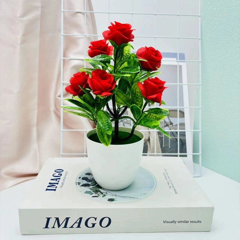 Artificial Rose and Lily Potted Plant Simulation Flower Greenery Home Indoor Outdoor Decor|Home Decor Artificial Plants
