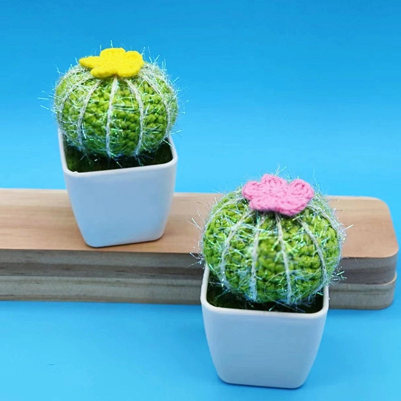 10 Pieces Handcrafted Wool Crochet Cactus Artificial Plants for Home Decor Desktop Gifts|Home Decor & Accessories