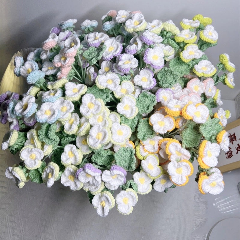 Hand-Woven Preserved Pansy Bouquet DIY Artificial Wool Flowers Teacher's Day Gift|Home & Garden > Handmade Gifts > Floral Arrangements