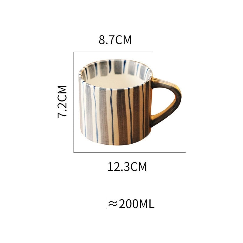 Casual Cute Striped Ceramic Plate and Water Bottle Set 1 Piece | Home & Kitchen Tableware