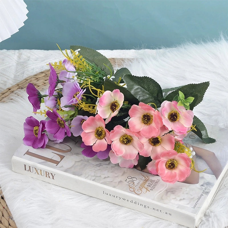 5-branch 10-head Cherry Blossom Silk Flower Bouquet Artificial Spring Decoration for Wedding Hotel Home Living Room|Home Decor