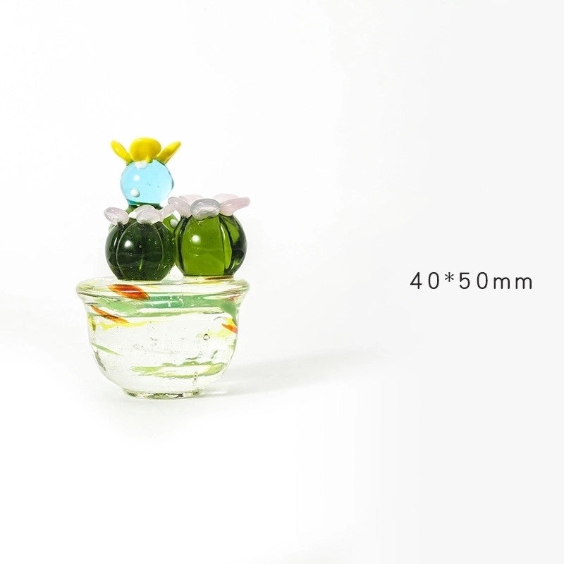 Stylish Glass Cactus Ornament for Desktop Decoration|Home Decor Accessories
