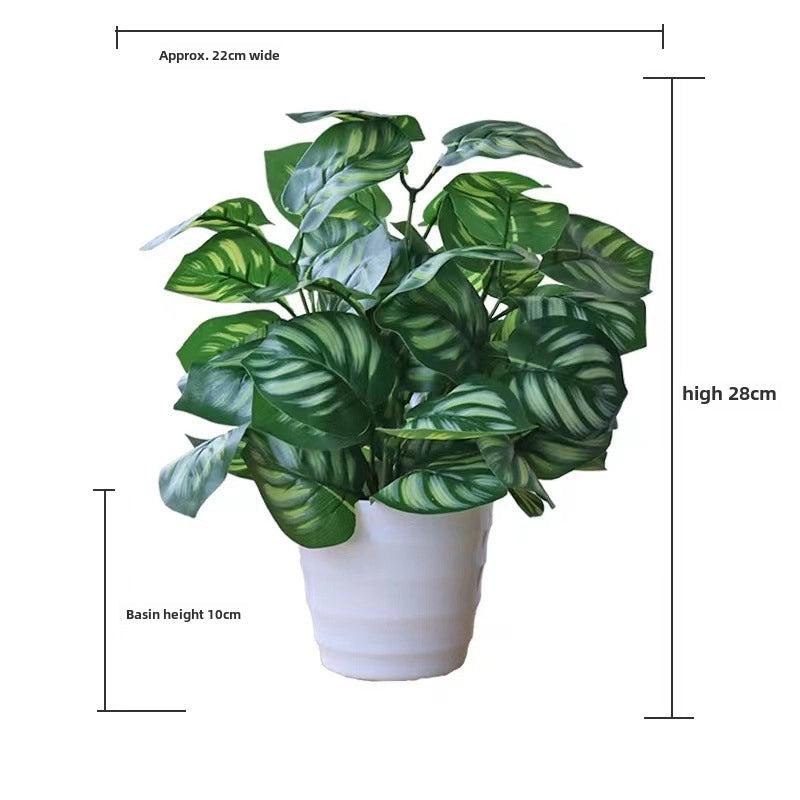 Artificial Green Rose Leaf Plant in Pot|Home Decor Artificial Plants