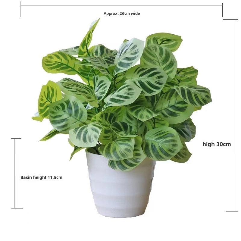 Artificial Green Rose Leaf Plant in Pot|Home Decor Artificial Plants