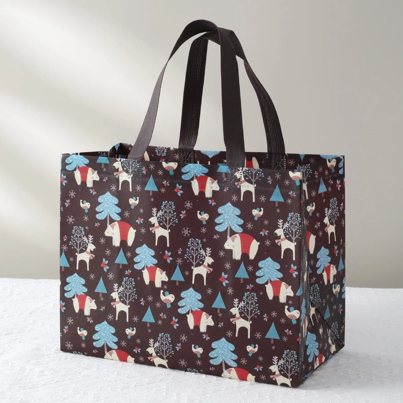 Christmas Cute Santa Claus and Christmas Tree Nonwoven Gift Bags for Party Festival|Holiday Party Supplies