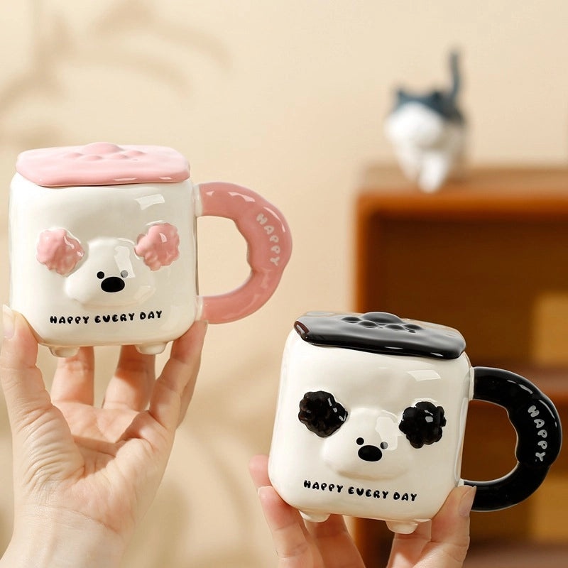 Adorable Dog-Themed Ceramic Water Bottle Set | Home & Kitchen Accessories