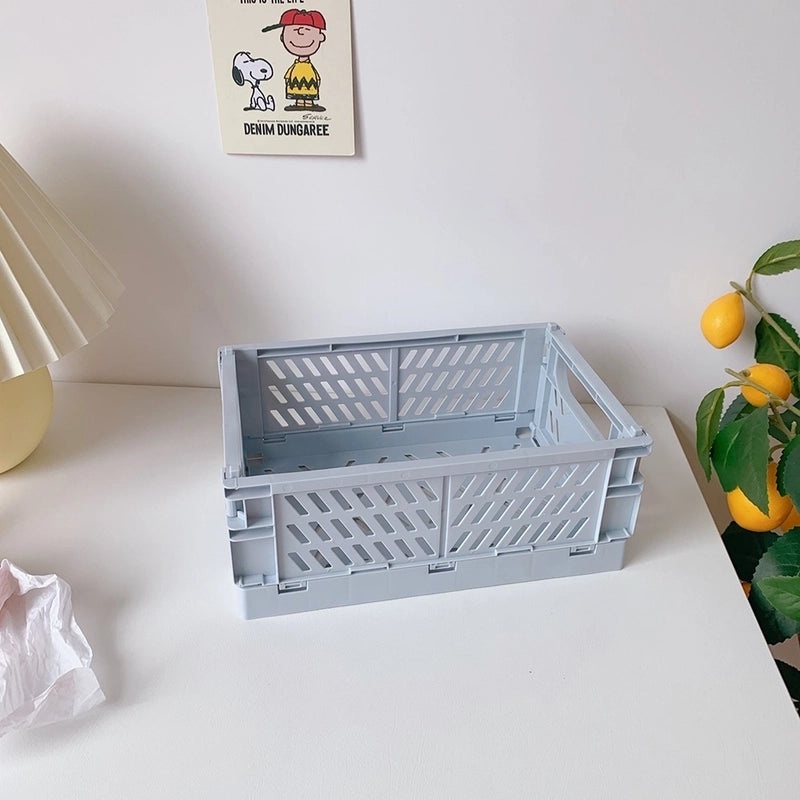 2-Pack Foldable Plastic Storage Baskets for Student Desk Organizers|Desk Organizers & Storage