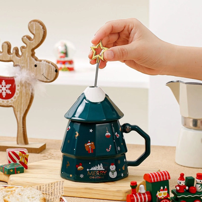 Festive Christmas Tree Ceramic Mug Cute Holiday Drinkware | Kitchen & Dining