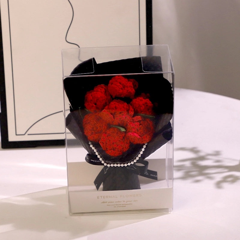 Romantic Rose Knit Artificial Flowers for Valentine’s Day Decoration|Home Decor & Gifts