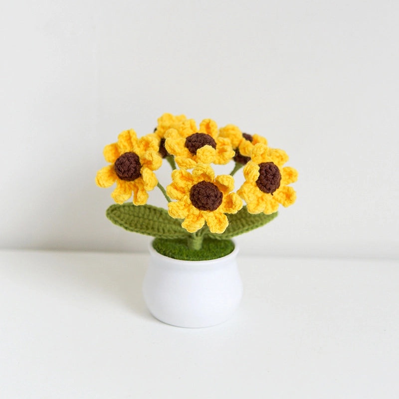 Hand-Woven Sunflower Artificial Flower Pot Linglan Preserved Flower Office Home Elegant Decoration|Home Decor