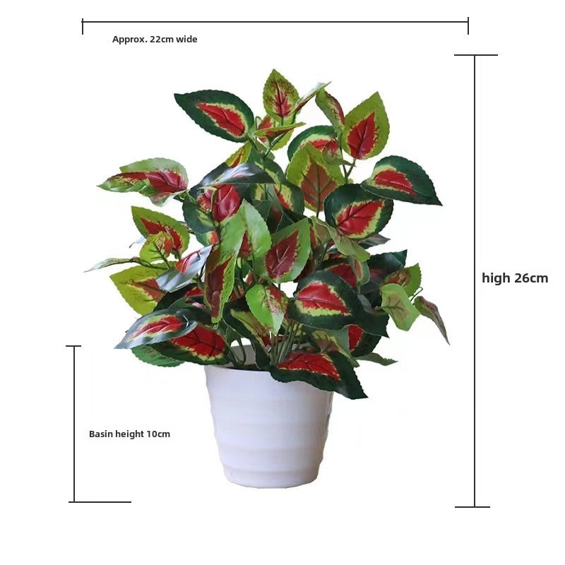 Artificial Green Rose Leaf Plant in Pot|Home Decor Artificial Plants