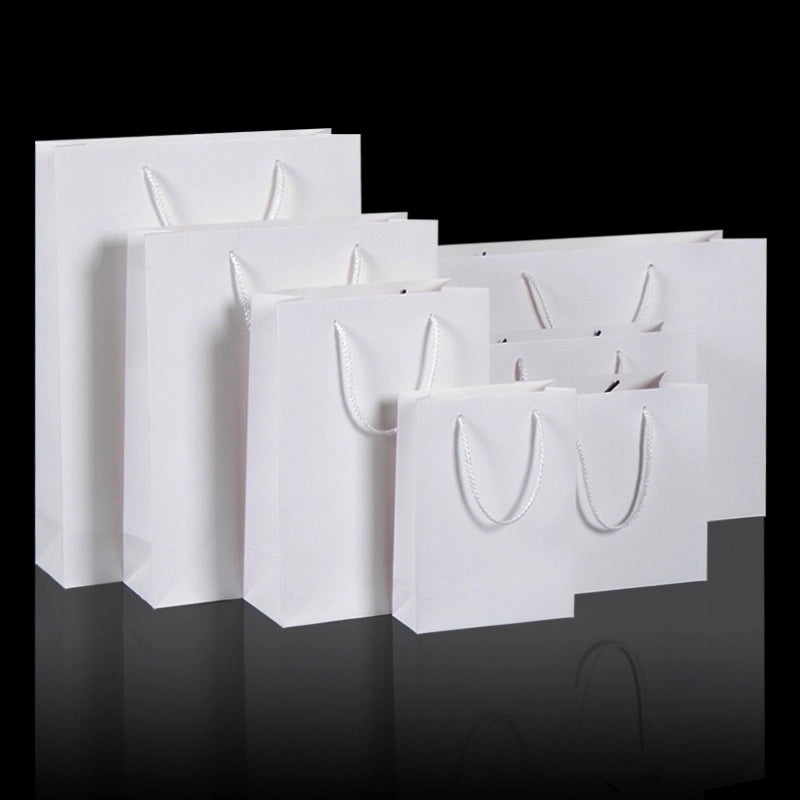 Thickened White Kraft Paper Gift Bag with Handles | Paper Bags & Gift Packaging