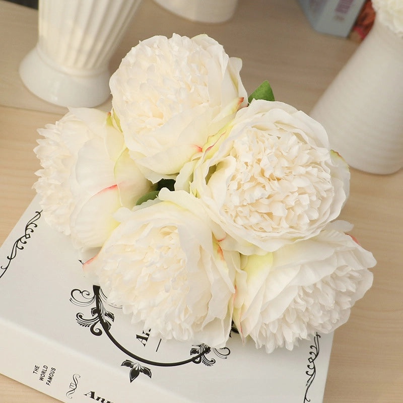 Artificial Five-Headed Peony Bouquet Silk Flowers Home Wedding Decoration|Home Decor