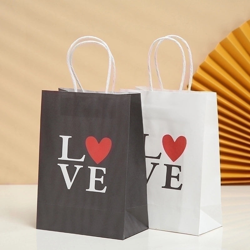 Valentine’s Day Kraft Paper Gift Bags with Fashion Letter Design|Gift Bags & Wrapping Supplies