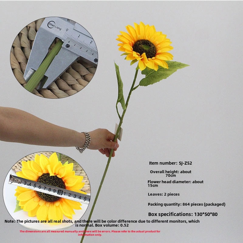 2 Pieces Realistic Artificial Sunflower Home Decor Wedding Floral Arrangement Fake Flower Bouquet|Home Decor & Floral Ornaments