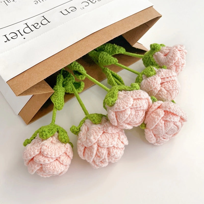 Elegant Artificial Rose Flower Yarn Decoration 1 Piece|Home Decor Artificial Flowers