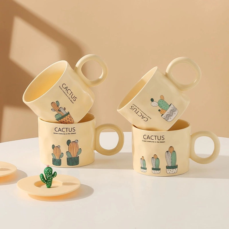 Cute Cactus Letter Silicone Ceramic Water Bottle - 1 Piece | Home & Kitchen Accessories