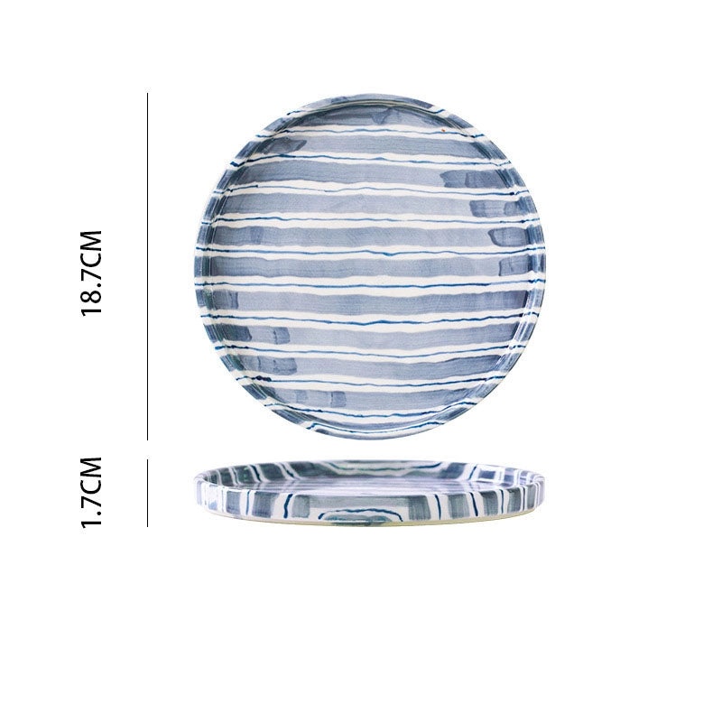 Casual Cute Striped Ceramic Plate and Water Bottle Set 1 Piece | Home & Kitchen Tableware