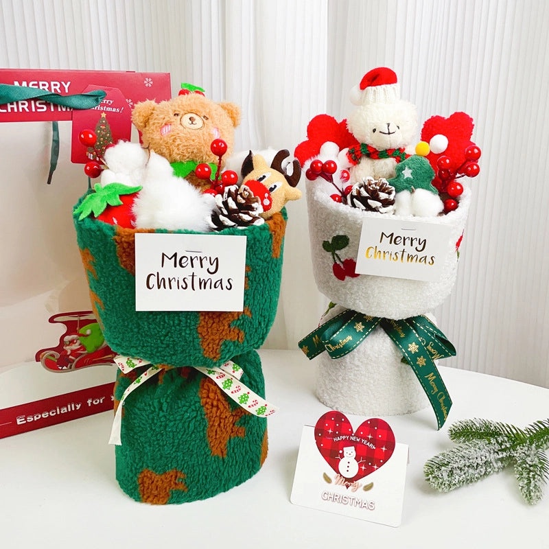 Christmas Bear with Letter Artificial Flowers Bouquet|Home Decor Gifts