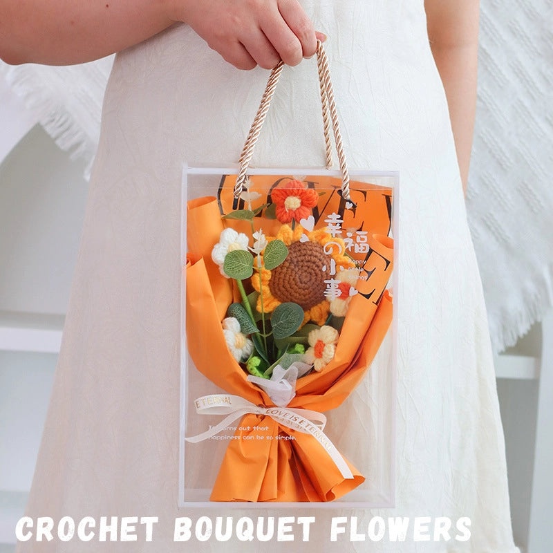 Artificial Sunflower, Rose, and Tulip Yarn Flowers Bouquet|Home Decor Artificial Flowers