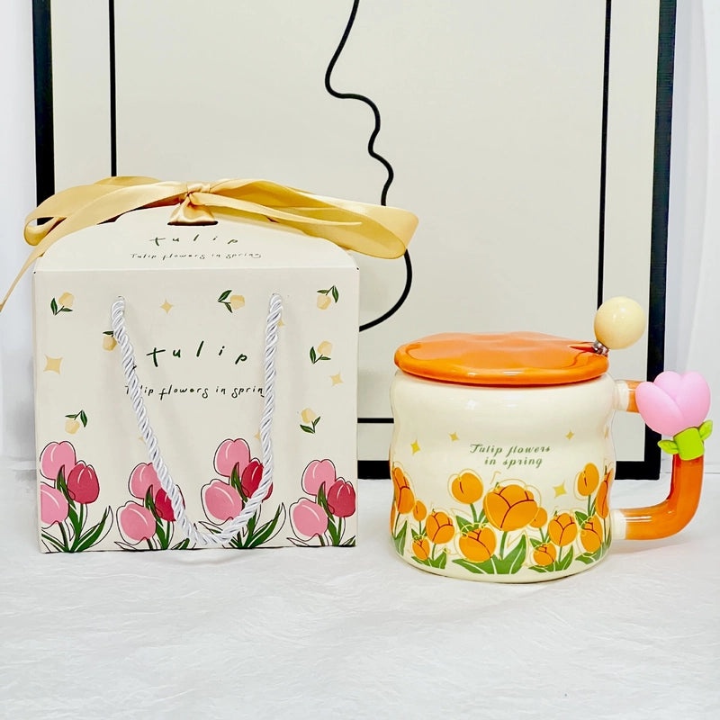 Ceramic Flower Mug for Christmas Valentine’s Day New Year Casual Use | Home & Kitchen Drinkware