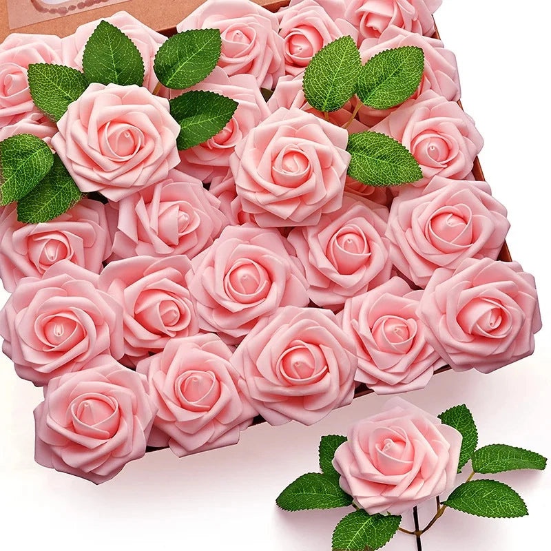 Foam Rose Simulation Gift Box with Stem 25pcs Fake Flowers for Wedding Valentine's Day Decor|Home & Garden > Flowers & Plants > Artificial Flower