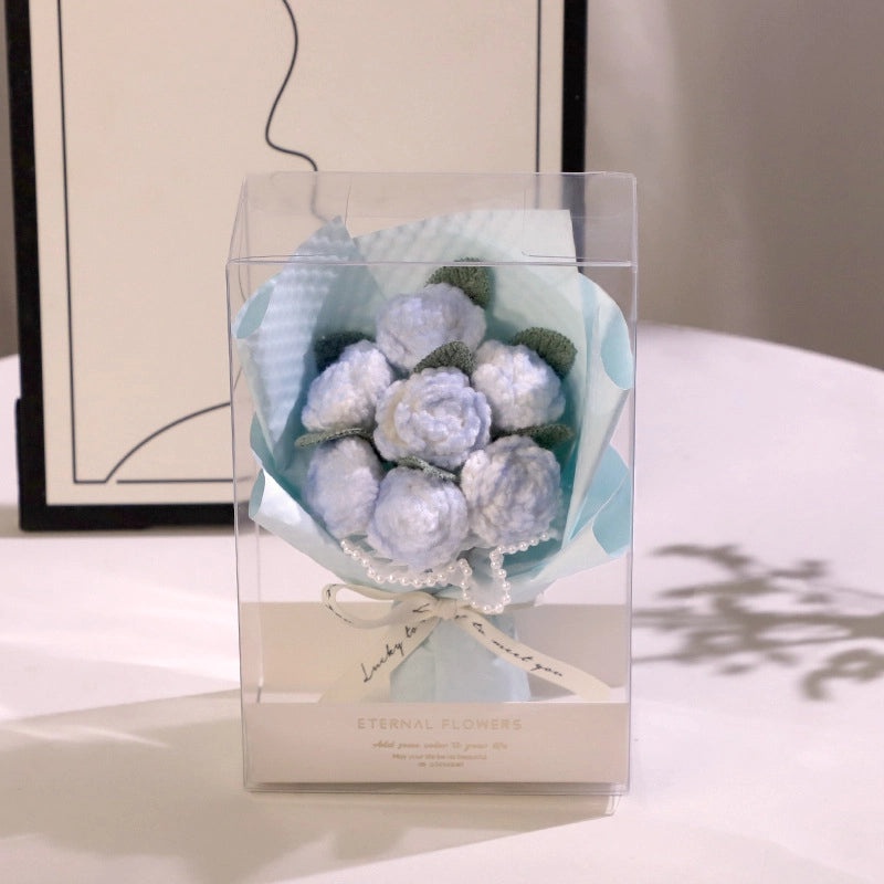 Romantic Rose Knit Artificial Flowers for Valentine’s Day Decoration|Home Decor & Gifts