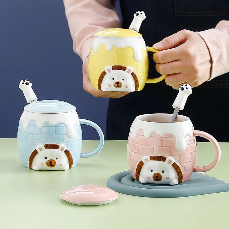 Adorable Bear Shaped Ceramic Water Bottle Set | Drinkware & Water Bottles